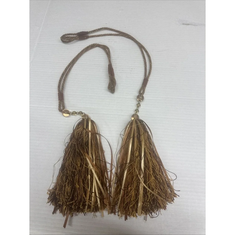 Vintage Tie Backs With Tassel Set Of 2 Bronze Beaded